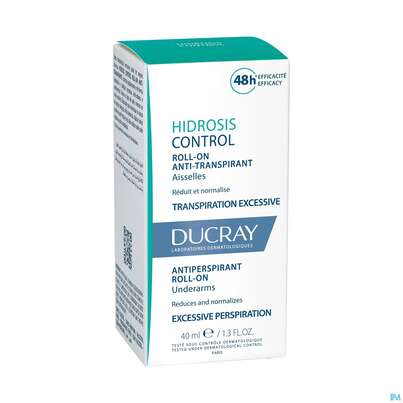 Sie sehen eine Packung Ducray Hidrosis Control Schweißhemmender Roll-on – Achseln 40ml, Produktbild: 03 Ducray Hidrosis Control Schweißhemmender Roll-on – Achseln 40ml, A-Nr.: 4835090 - 03