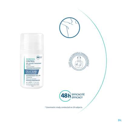 Sie sehen eine Packung Ducray Hidrosis Control Schweißhemmender Roll-on – Achseln 40ml, Produktbild: 12 Ducray Hidrosis Control Schweißhemmender Roll-on – Achseln 40ml, A-Nr.: 4835090 - 12