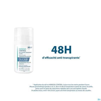 Sie sehen eine Packung Ducray Hidrosis Control Schweißhemmender Roll-on – Achseln 40ml, Produktbild: 14 Ducray Hidrosis Control Schweißhemmender Roll-on – Achseln 40ml, A-Nr.: 4835090 - 14