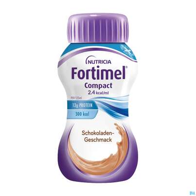 Sie sehen eine Packung Fortimel/compact/2.4 125ml Vitalflasche Schokolade 4st, Produktbild: 02 Fortimel/compact/2.4 125ml Vitalflasche Schokolade 4st, A-Nr.: 3817807 - 02