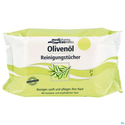 Sie sehen eine Packung Oliven Oel Dr.theiss Feuchtigkeitstuecher 25st, Produktbild: 01 Oliven Oel Dr.theiss Feuchtigkeitstuecher 25st, A-Nr.: 3130571 - 01