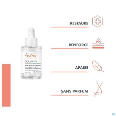 Sie sehen eine Packung Avene Cicalfate+ Intensiv Serum 30ml, Produktbild: 20 Avene Cicalfate+ Intensiv Serum 30ml, A-Nr.: 5862054 - 20