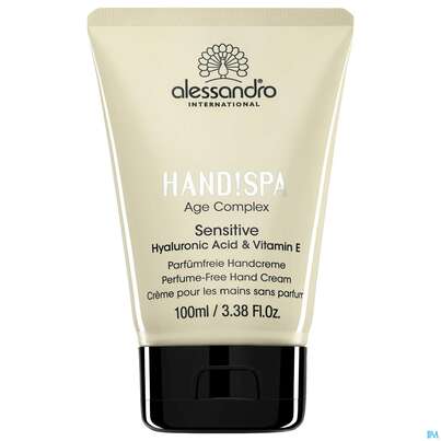 Sie sehen eine Packung Alessandro Handspa Handcreme Sensitive 100ml, Produktbild: 01 Alessandro Handspa Handcreme Sensitive 100ml, A-Nr.: 4090224 - 01