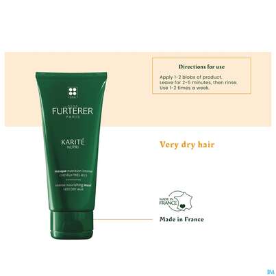 Sie sehen eine Packung Furterer Shea-butter Nutri Intensiv-nährende Haarmaske 100ml, Produktbild: 06 Furterer Shea-butter Nutri Intensiv-nährende Haarmaske 100ml, A-Nr.: 5439640 - 06