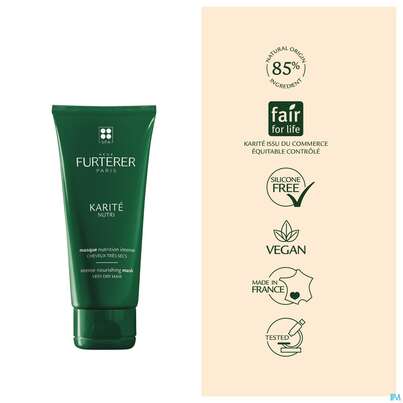 Sie sehen eine Packung Furterer Shea-butter Nutri Intensiv-nährende Haarmaske 100ml, Produktbild: 10 Furterer Shea-butter Nutri Intensiv-nährende Haarmaske 100ml, A-Nr.: 5439640 - 10