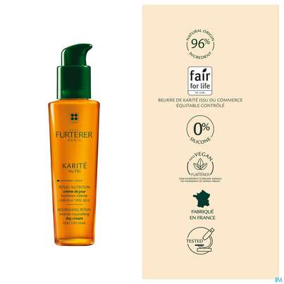 Sie sehen eine Packung Furterer Shea-butter Nutri Intensiv-nährende Haartagescreme 100ml, Produktbild: 09 Furterer Shea-butter Nutri Intensiv-nährende Haartagescreme 100ml, A-Nr.: 5439663 - 09