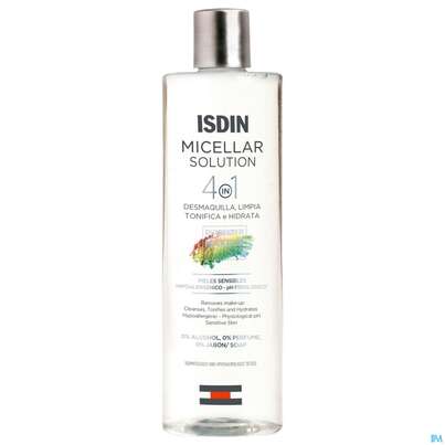 Sie sehen eine Packung Isdin Micellar Solution Gesichtsreinigung 400ml, Produktbild: 02 Isdin Micellar Solution Gesichtsreinigung 400ml, A-Nr.: 5570340 - 02