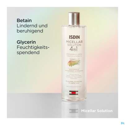 Sie sehen eine Packung Isdin Micellar Solution Gesichtsreinigung 400ml, Produktbild: 08 Isdin Micellar Solution Gesichtsreinigung 400ml, A-Nr.: 5570340 - 08
