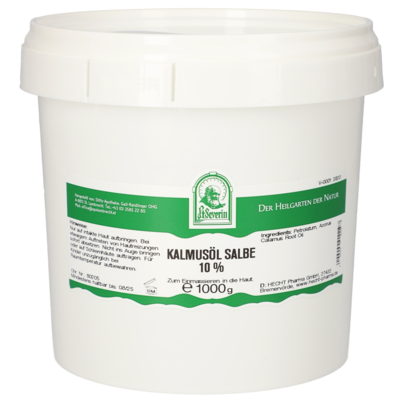 Sie sehen eine Packung KALMUSOEL SALBE 10% 1000 G, Produktbild: 01 KALMUSOEL SALBE 10% 1000 G, A-Nr.: 5303946 - 01