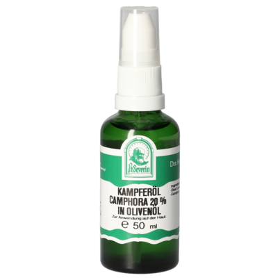 Sie sehen eine Packung KAMPFEROEL 20% IN OLIVENOEL 50 ML, Produktbild: 01 KAMPFEROEL 20% IN OLIVENOEL 50 ML, A-Nr.: 4840843 - 01