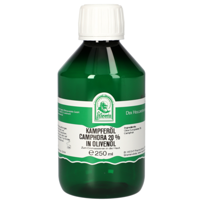 Sie sehen eine Packung KAMPFEROEL 20% IN OLIVENOEL KAMPFEROEL 20% IN OLIVENOEL 250 ML, Produktbild: 01 KAMPFEROEL 20% IN OLIVENOEL KAMPFEROEL 20% IN OLIVENOEL 250 ML, A-Nr.: 4840872 - 01
