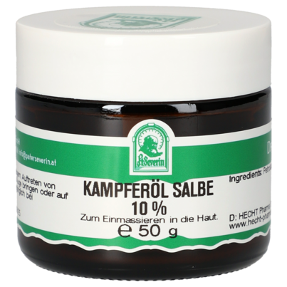 Sie sehen eine Packung KAMPFEROEL SALBE 10% 50 G, Produktbild: 01 KAMPFEROEL SALBE 10% 50 G, A-Nr.: 5340077 - 01