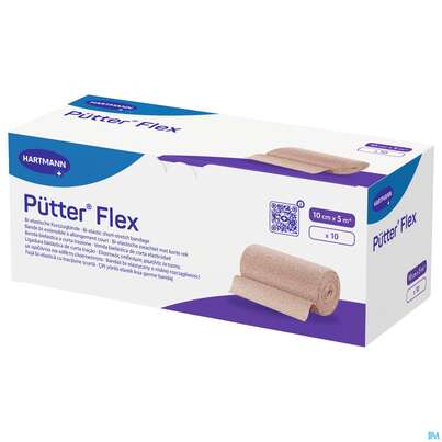 Sie sehen eine Packung Puetter-verband Flex Kurzzugbinde 10cm 10st, Produktbild: 02 Puetter-verband Flex Kurzzugbinde 10cm 10st, A-Nr.: 3942607 - 02