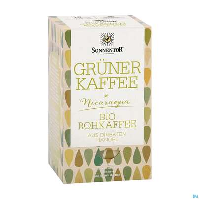 Sie sehen eine Packung Sonnentor Gruener Kaffee Bio Aufgussbeutel 02906 18st, Produktbild: 04 Sonnentor Gruener Kaffee Bio Aufgussbeutel 02906 18st, A-Nr.: 4276006 - 04