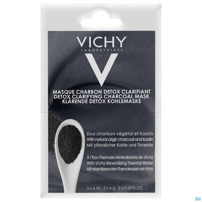Sie sehen eine Packung Vichy Purete Thermale Maske/duo-sachet Detox Kohle 12ml, Produktbild: 02 Vichy Purete Thermale Maske/duo-sachet Detox Kohle 12ml, A-Nr.: 4870399 - 02