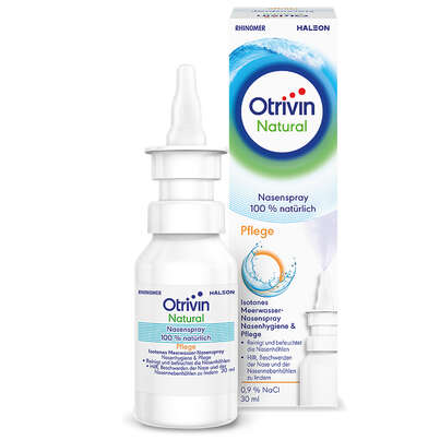 Sie sehen eine Packung Otrivin Natural Nasenspray Pflege, Produktbild: 01 Otrivin Natural Nasenspray Pflege, A-Nr.: 5950841 - 01