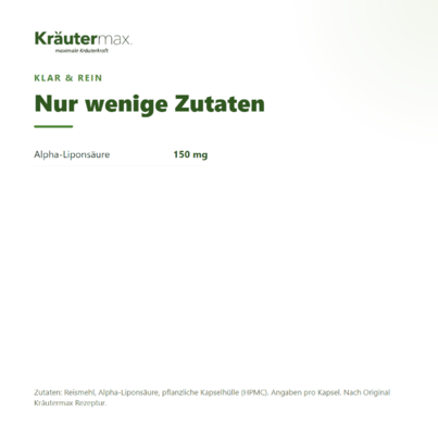 Sie sehen eine Packung Alpha Liponsaeure Kapseln 60 Stueck, Produktbild: 03 Alpha Liponsaeure Kapseln 60 Stueck, A-Nr.: 4887709 - 03