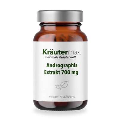 Sie sehen eine Packung Andrographis Kapseln 700mg 60 Stueck, Produktbild: 01 Andrographis Kapseln 700mg 60 Stueck, A-Nr.: 5414203 - 01