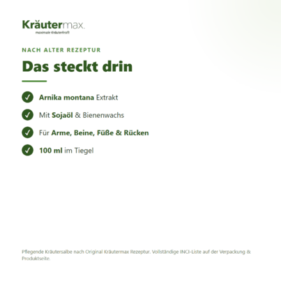 Sie sehen eine Packung Arnika Salbe 100 ml, Produktbild: 03 Arnika Salbe 100 ml, A-Nr.: 4319566 - 03