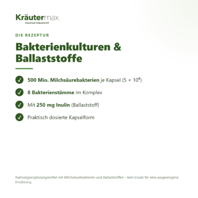 Sie sehen eine Packung Darmbakterien Kapseln 60 Stück, Produktbild: 02 Darmbakterien Kapseln 60 Stück, A-Nr.: 4318118 - 02