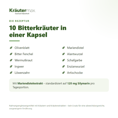 Sie sehen eine Packung Bitterkräuter Kapseln 60 Stück, Produktbild: 02 Bitterkräuter Kapseln 60 Stück, A-Nr.: 5858851 - 02