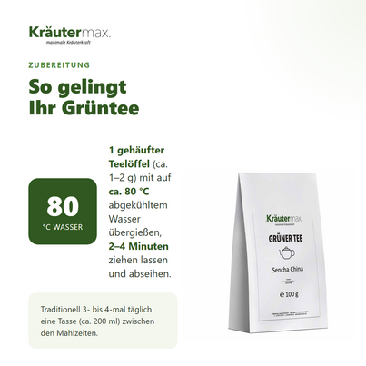 Sie sehen eine Packung Grüner Tee Sencha 100 g, Produktbild: 04 Grüner Tee Sencha 100 g, A-Nr.: 6017415 - 04