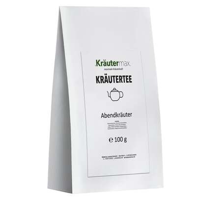 Sie sehen eine Packung Abendkräuter Tee 100 g, Produktbild: 01 Abendkräuter Tee 100 g, A-Nr.: 6017119 - 01