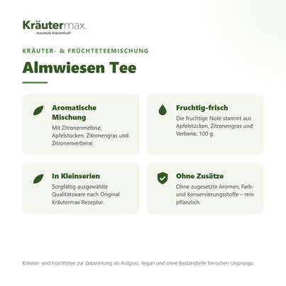 Sie sehen eine Packung Almwiesen Tee 100 g, Produktbild: 02 Almwiesen Tee 100 g, A-Nr.: 6017125 - 02