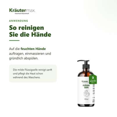 Sie sehen eine Packung Oliven Seife flüssig 500 ml, Produktbild: 04 Oliven Seife flüssig 500 ml, A-Nr.: 6010844 - 04