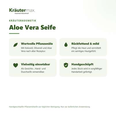 Sie sehen eine Packung Aloe Vera Seife 100 g, Produktbild: 02 Aloe Vera Seife 100 g, A-Nr.: 4320919 - 02