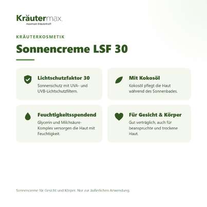 Sonnencreme LSF 30 für Gesicht und Körper 70 ml, A-Nr.: 5414255 - 02