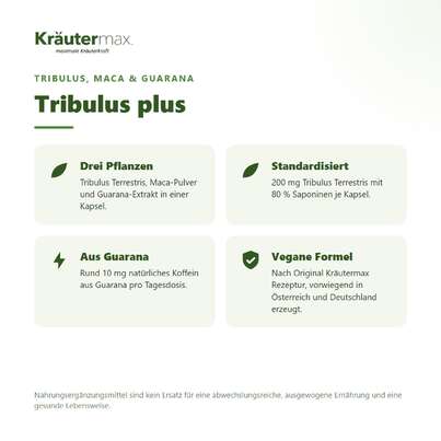 Sie sehen eine Packung Tribulus+ Kapseln 90 Stück, Produktbild: 02 Tribulus+ Kapseln 90 Stück, A-Nr.: 6130034 - 02
