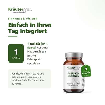 Vitamin D3 600 IE K2 Calcium Kapseln 60 Stück, A-Nr.: 5746483 - 04