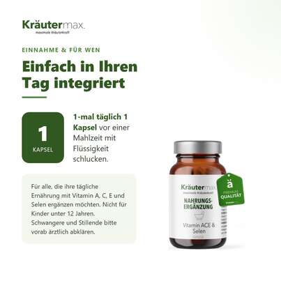 Sie sehen eine Packung Vitamin ACE & Selen Kapseln 60 Stück, Produktbild: 04 Vitamin ACE & Selen Kapseln 60 Stück, A-Nr.: 5921561 - 04
