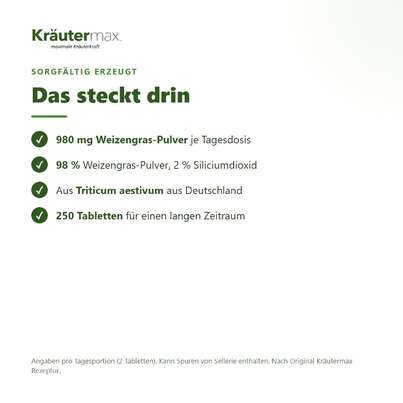 Weizengras Pulver Tabletten 250 Stück, A-Nr.: 5804424 - 03