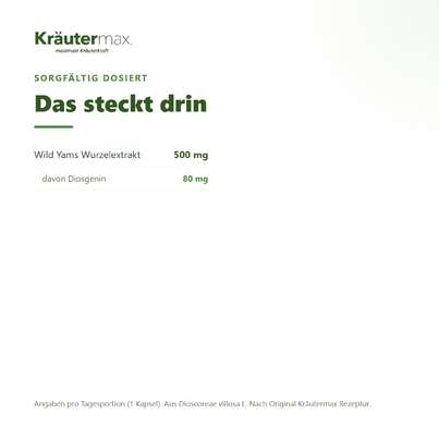 Sie sehen eine Packung Yamswurzel Kapseln 90 Stück, Produktbild: 03 Yamswurzel Kapseln 90 Stück, A-Nr.: 5942161 - 03