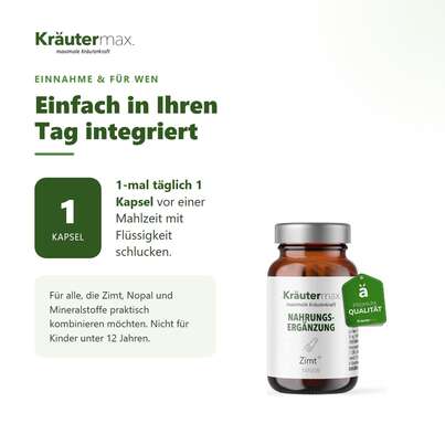 Sie sehen eine Packung Zimt plus Kapseln 60 Stück, Produktbild: 04 Zimt plus Kapseln 60 Stück, A-Nr.: 4318495 - 04