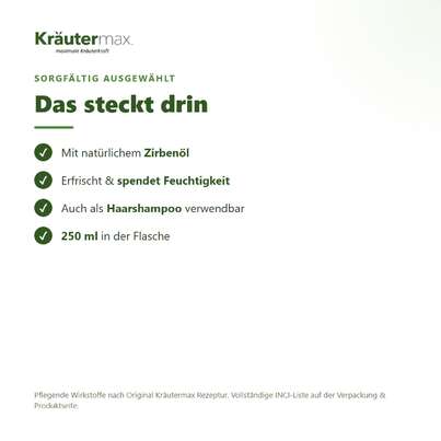 Sie sehen eine Packung Zirbe Duschgel 250 ml, Produktbild: 03 Zirbe Duschgel 250 ml, A-Nr.: 5804513 - 03