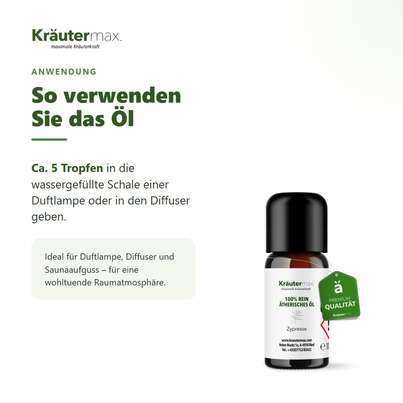 Sie sehen eine Packung Zypressen Öl 10 ml, Produktbild: 04 Zypressen Öl 10 ml, A-Nr.: 5858911 - 04