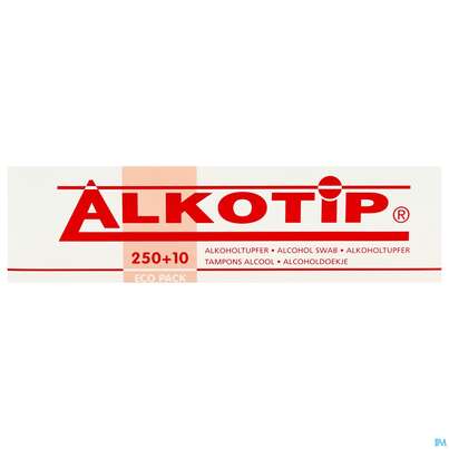 Sie sehen eine Packung Alkoholtupfer Alkotip/70% Isoprop. 60x 28mm Einz Verp 250+10stk G6 02 260st, Produktbild: 01 Alkoholtupfer Alkotip/70% Isoprop. 60x 28mm Einz Verp 250+10stk G6 02 260st, A-Nr.: 5592784 - 01