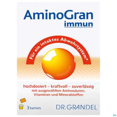 Sie sehen eine Packung Amino Granulat Immun Briefchen Dr.grandel Nr 2118 3st, Produktbild: 01 Amino Granulat Immun Briefchen Dr.grandel Nr 2118 3st, A-Nr.: 4371928 - 01
