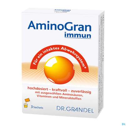 Sie sehen eine Packung Amino Granulat Immun Briefchen Dr.grandel Nr 2118 3st, Produktbild: 03 Amino Granulat Immun Briefchen Dr.grandel Nr 2118 3st, A-Nr.: 4371928 - 03