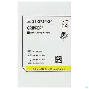 Injektionsspritzen U.zubeh. Gripper Nadel 20gx19mm 12st, A-Nr.: 3297383 - 01