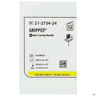 Injektionsspritzen U.zubeh. Gripper Nadel 20gx19mm 12st, A-Nr.: 3297383 - 01