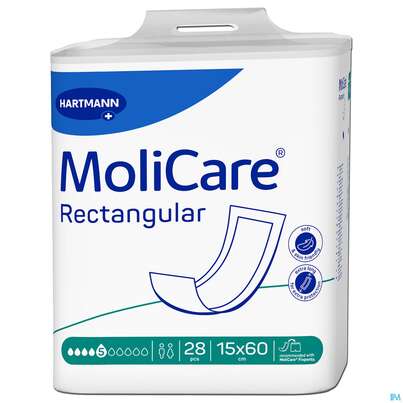 Sie sehen eine Packung Inkontinenz Molicare Rectangular 5 Tropfen 16x60cm 28st, Produktbild: 01 Inkontinenz Molicare Rectangular 5 Tropfen 16x60cm 28st, A-Nr.: 4522250 - 01