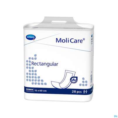 Sie sehen eine Packung Inkontinenz Molicare Rectangular 5 Tropfen 16x60cm 28st, Produktbild: 03 Inkontinenz Molicare Rectangular 5 Tropfen 16x60cm 28st, A-Nr.: 4522250 - 03