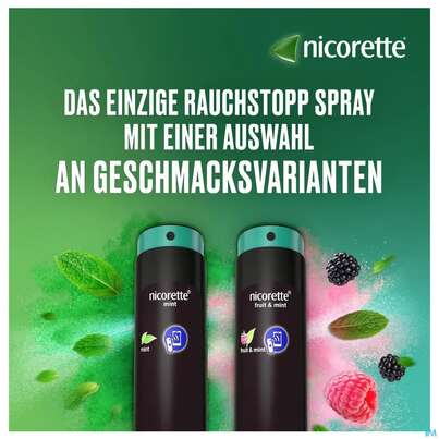 Sie sehen eine Packung Nicorette Spray 1mg/spruehstoss Z.anw.i.d.mundhoehle lösung Mint 2st, Produktbild: 06 Nicorette Spray 1mg/spruehstoss Z.anw.i.d.mundhoehle lösung Mint 2st, A-Nr.: 3916142 - 06
