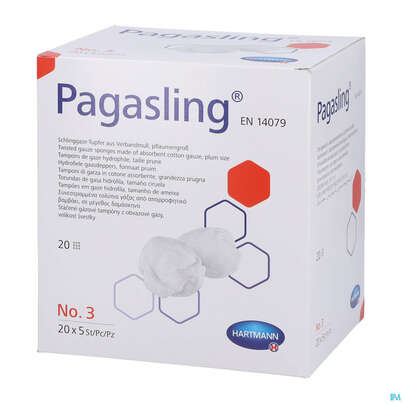 Sie sehen eine Packung Pagasling Schlinggaze Tupfer Steril Gr 3 100st, Produktbild: 04 Pagasling Schlinggaze Tupfer Steril Gr 3 100st, A-Nr.: 4397230 - 04