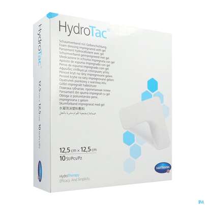 Sie sehen eine Packung Schaumverband Hydrotac 12,5x 12,5cm 10st, Produktbild: 02 Schaumverband Hydrotac 12,5x 12,5cm 10st, A-Nr.: 4133956 - 02