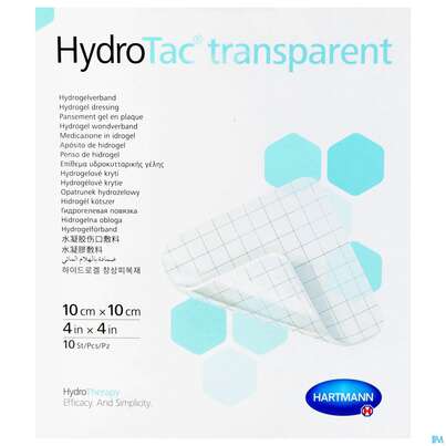 Sie sehen eine Packung Schaumverband Hydrotac Transparent 10x10cm 10st, Produktbild: 02 Schaumverband Hydrotac Transparent 10x10cm 10st, A-Nr.: 5310538 - 02